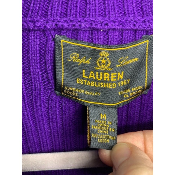 Lauren Ralph Lauren Womens Medium Sweater Luxe Old Money Fisherman Shawl Preppy - Picture 4 of 6